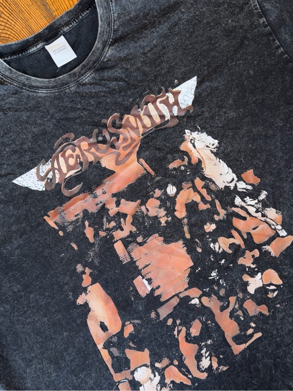 Aerosmith Toys In The Attic Black Vintage Acid-Wash Graphic Tee -2XL